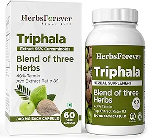 Herbsforever Triphala Κάψουλες Λόγος Εκχύλισης (8:1) 40% Άμλα, Χαριτάκη & Bibhitaki για Καθημερινή Αποτοξίνωση, Καθαρισμό, & Αναζωογόνηση 60 Κάψουλες Vege
