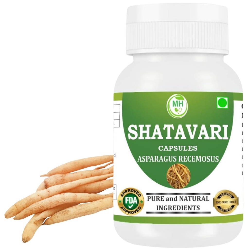 Shatavari Capsules 500 mg | Asparagus Racemosus Extract | 60 Vegan Capsules Pack | Natural Ayurvedic Herbal Supplement for Women | Plant-Based Formula for Daily Wellness
