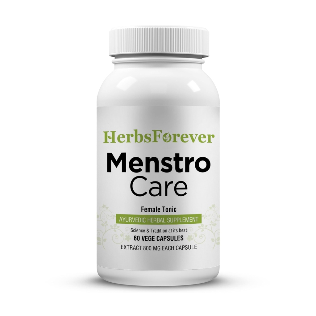 HerbsForever Menstro Care-Menstrual Cramps Comfort,Hormonal Balance,Support PMS & Cycle,Mood Stability With Lodhra, Parsley, Aloevera,Red Clover,Myrrh, Saffron 22 Herb Extracts | 60 Veg Capsules|800mg