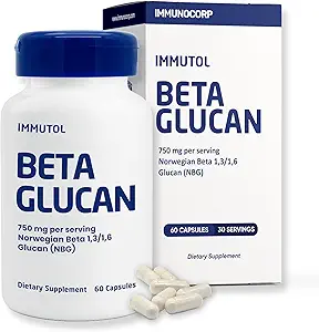 Immutol Immune Support Supplement with 750mg of Beta Glucan 1,3 1,6 - Natural Ingredients, High Potency to Boost Immunity and Overall Wellness, 60 Capsules (60)