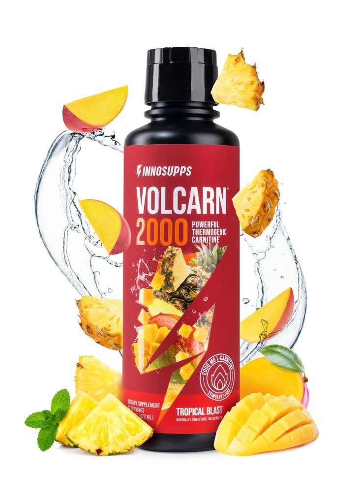 InnoSupps Volcarn 2000 - L-CARNITINE Advanced Energy Liquid | ATP Enhancer with GBEEC | Boosts Energy, Enhances Focus, Caffeine Free, No Artificial Sweeteners | 32 Servings (Tropical Blast)