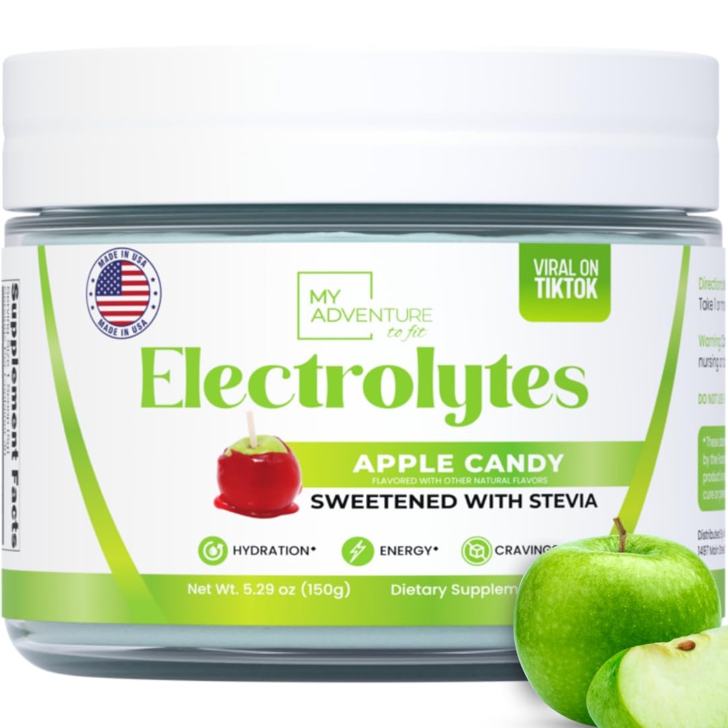Zero Sugar - Apple Candy Electrolytes Powder - Αναζωογονητική ενυδάτωση - Caffeine Free Energy με όλα τα φυσικά συστατικά - Vegan, Keto, και Paleo - Sugar Free Electrolytes Drink Mix - με 30 υπηρεσίες