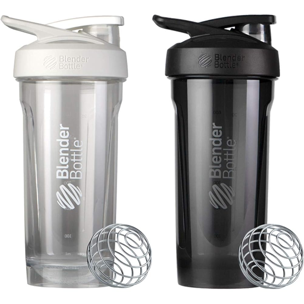 BlenderBottle 28-Ounce Strada Shaker Cups, White and Black