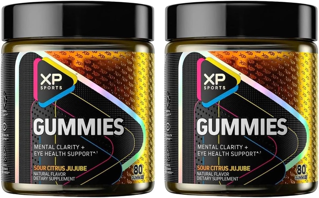 Performance Sports Gummies – Ψυχική Καθαρότητα & Υποστήριξη για την Υγεία των ματιών, Sour Citrus Jujube Flavor, Γνωστική Εστίαση & Vision Care Supplement, 80 Gummies (Pack of 2) 160 Total Gummies- 40 Services