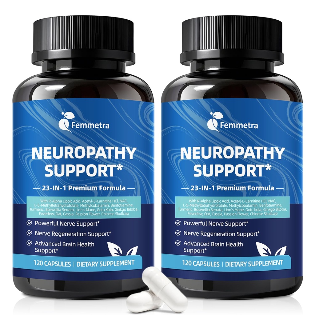 R-Alpha Lipoic Acid 1200mg for Peripheral Nerve & Neuropathy Support – Methylated B12, Benfotiamine, Lions Mane, Acetyl L-Carnitine, NAC, Turmeric, Boswellia, Ginkgo Biloba & Gotu Kola, 120 Vegan Caps