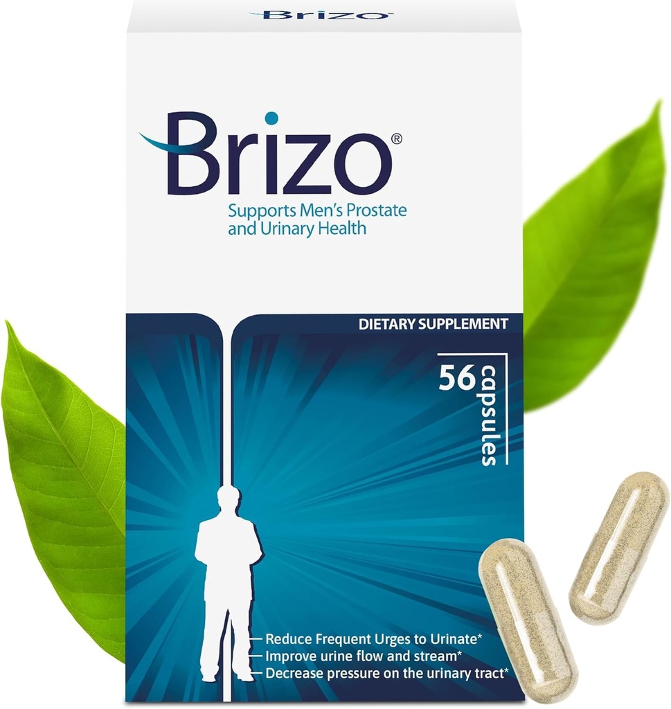Brizo Prostate Health Supplements for Men - Herbal Capsules for Mens Urinary Health - Reduce Frequent Urination - 1 Month Supply