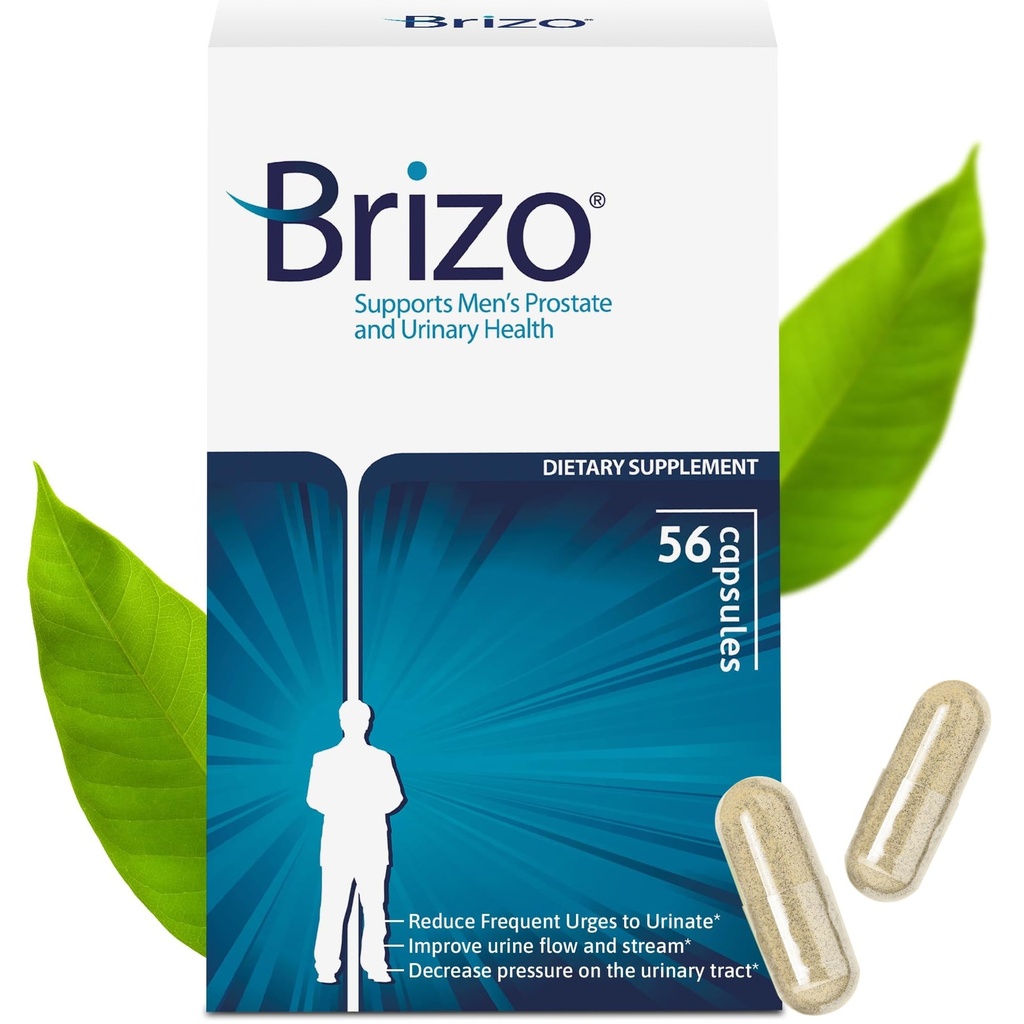 Brizo Prostate Health Supplements for Men - Herbal Capsules for Mens Urinary Health - Reduce Frequent Urination - 1 Month Supply