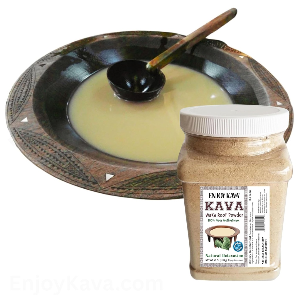 Fiji Kava Waka Powder – (2.5 Lb Jar) Authentic, Noble Kava Root Powder – Premium, Happiness of Kava Drink