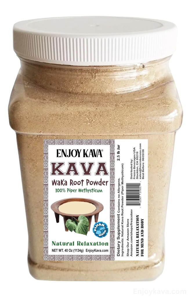 KAVA Waka Powder – Authentic, Noble Kava Root Powder (2.5 LB JAR) Imported from Fiji