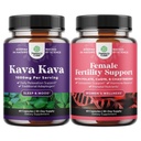 Bundle of Kava Kava Root Extract Supplement 1000mg - Fast Acting Herbal with Kavalactones for Balanced Mood and Fertility Supplement for Women with Prenatal Multivitamins - Female Fertility Support