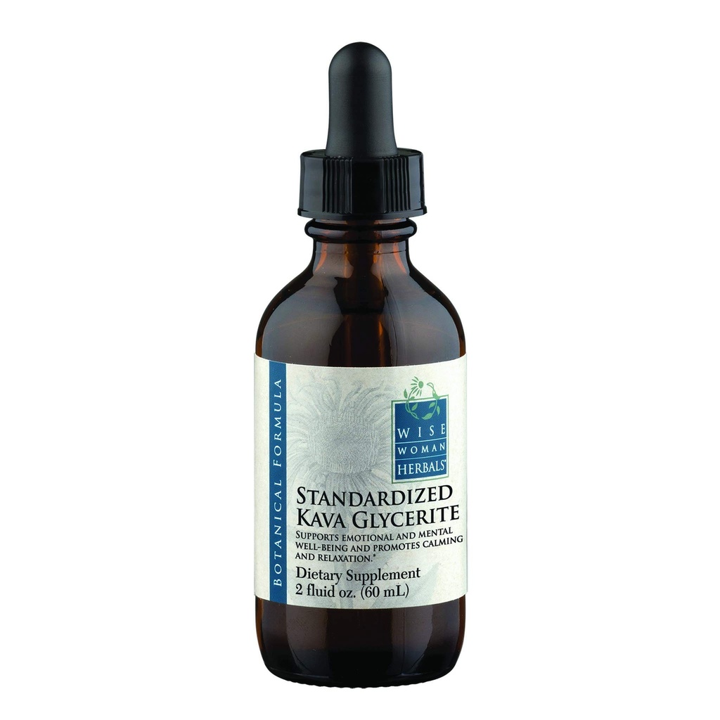 Wise Woman Herbals - Kava Glycerite Standardized 2oz - All-Natural Nervous System Support - Kavalactones Support Mental Well-Being - Promotes Calming and Relaxation