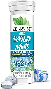 Zenwise Health Digestive Enzyme Breath Mints for Gut Health, ICY Peppermint Flavor - Digestive Enzymes for Bloating Relief & Gut Support - Multi Enzymes Digestion Supplement - 30 Μασώμενα δισκία