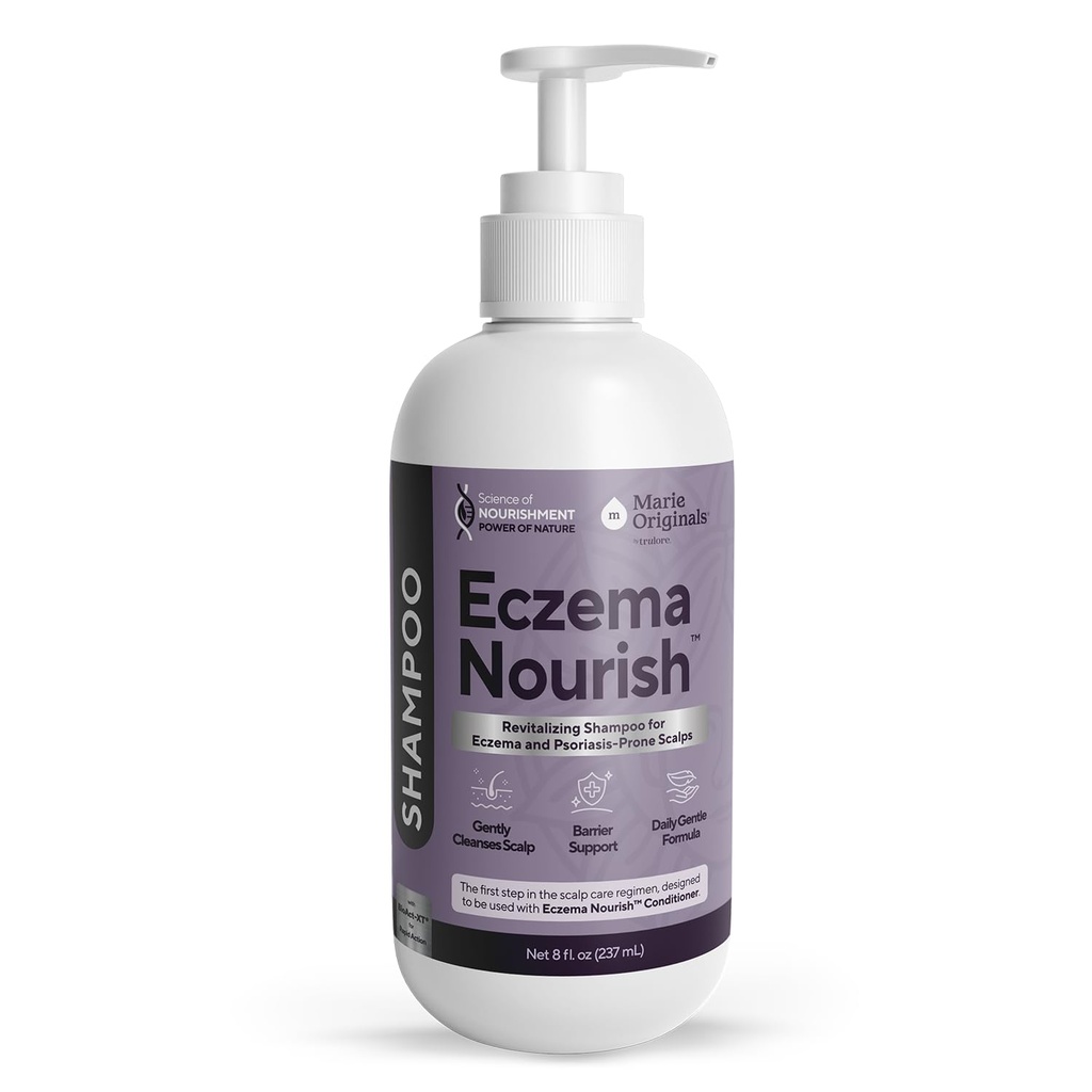 Marie Originals Eczema & Psoriasis Nourishing Shampoo, Sulfate-Free Itchy Scalp Shampoo for Eczema-Prone and Sensitive Scalps, Gentle Daily Cleanser for Dry, Flaky, Irritated Scalp, 8 fl oz
