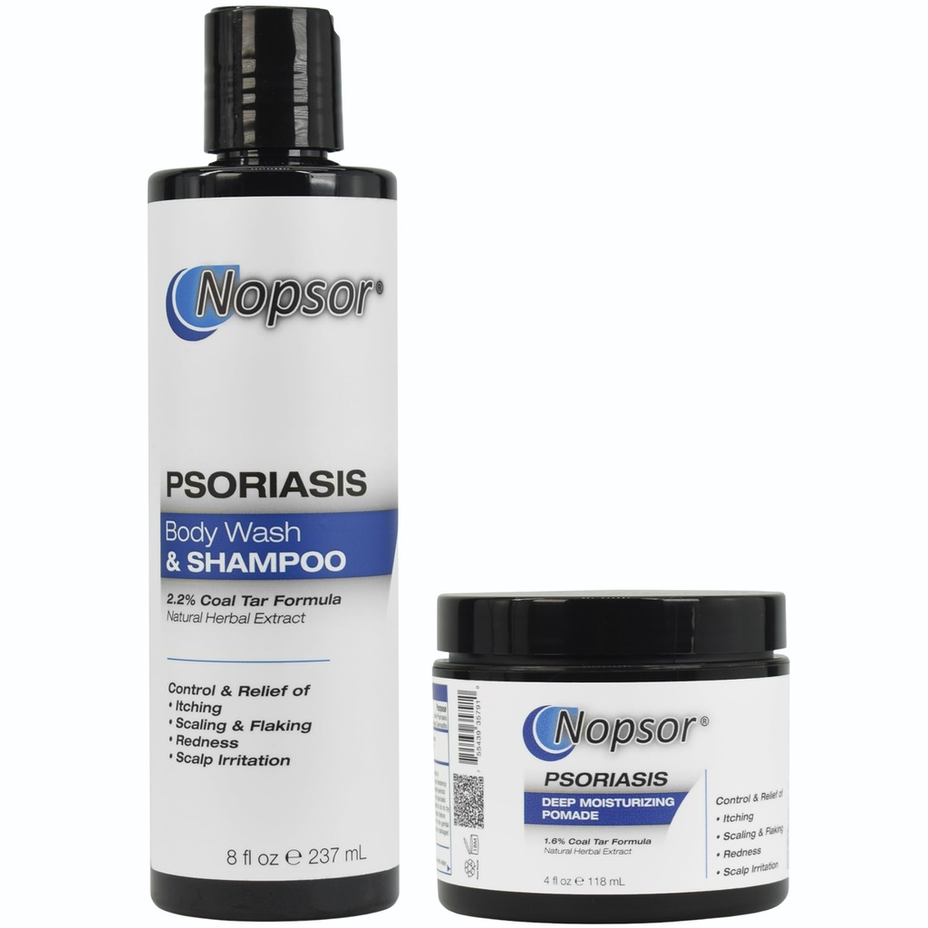 Psoriasis Control Solution: Ointment and Body Wash/Shampoo for Scalp and Skin - Coal Tar Calms Skin While Softening Scales and Plaques - Salicylic Acid Exfoliates - 2 Step Treatment