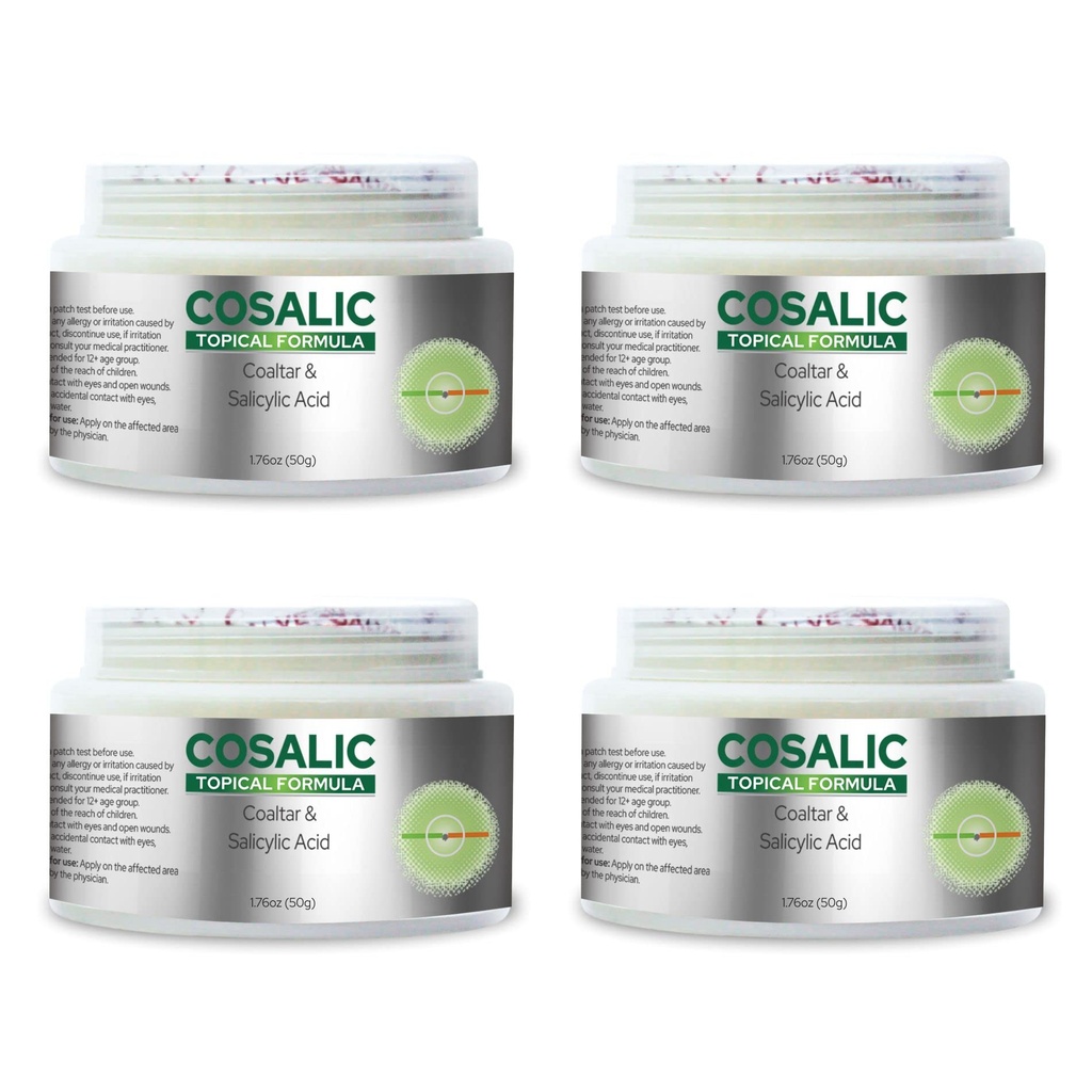 Salve Cosalic Coal Tar & Salicylic Acid Ointment (50 g / 1.76 oz) Pack of 4 - Psoriasis Relief Cream for Scaly, Itchy, Flaky Skin