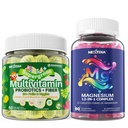Nextdia 1 Pack Kids Multivitamin Gummies for Kids + 2 Pack Magnesium 12 in 1 Complex for Women Men 500mg