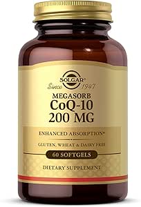 Solgar Megasorb CoQ-10 200 mg, 60 Softgels - Υποστηρίζει τη λειτουργία της καρδιάς & του εγκεφάλου - Συμπλήρωμα συνένζυμου Q10 - Ενισχυμένη απορρόφηση - Χωρίς γλουτένη, χωρίς γαλακτοκομικά - 60 Σερβιρίσματα
