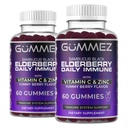 Elderberry Gummies - Daily Immune Support with Vitamin C & Zinc - 2 Pack (120 Count Tot.), Kids & Adults Elderberry Extract Gummy - A Delicious Alternative to Capsules, Syrup, Pills