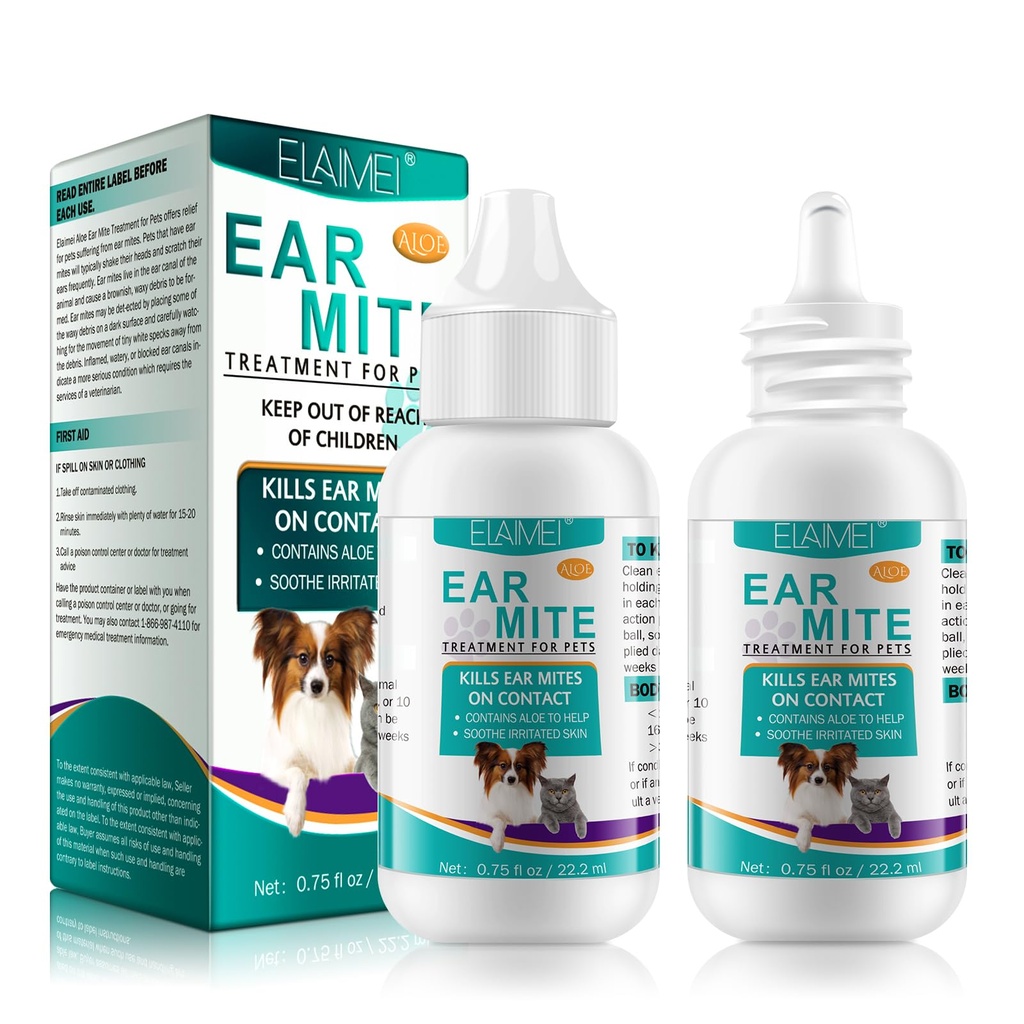 ZODENIS Ear Mite Treatment for Dogs & Cats Yeast Infection, Fast-Acting Dog Ear Infection Treatment Soothes Itching Odours Stinky Stuff, Dog Ear Drops Vet-Recommended Formula Pets Ear Cleaner 0.75oz