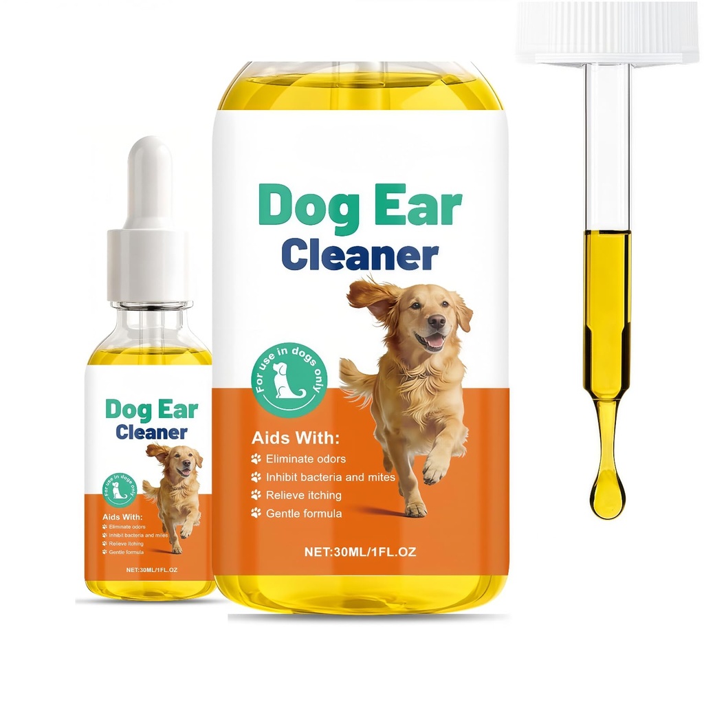 Dog Ear Drops for Infection & Yeast – Ear Meds for Dogs, Itch & Wax Removal, Shaking Head Relief, Alcohol-Free Ear Cleaner for Puppies | 1 oz