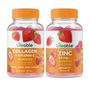 Ζωηρό Κολλαγόνο & Βιταμίνη C + Ψευδάργυρος 50mg, Gummies Bundle - Μεγάλη γεύση, συμπλήρωμα βιταμίνης, χωρίς γλουτένη, GMO δωρεάν, Μασώμενα Gummy