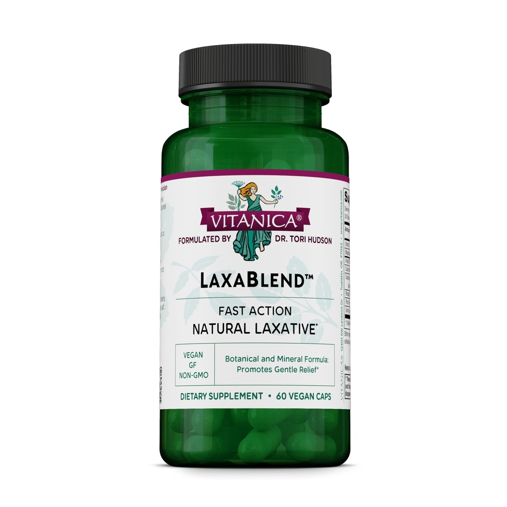 Vitanica LaxaBlend - Natural Laxative Support with Cascara, Senna, Cape Aloe, Magnesium & Vitamin C - Supports Constipation Relief - for Short Term Use - Vegan - 60 Capsules