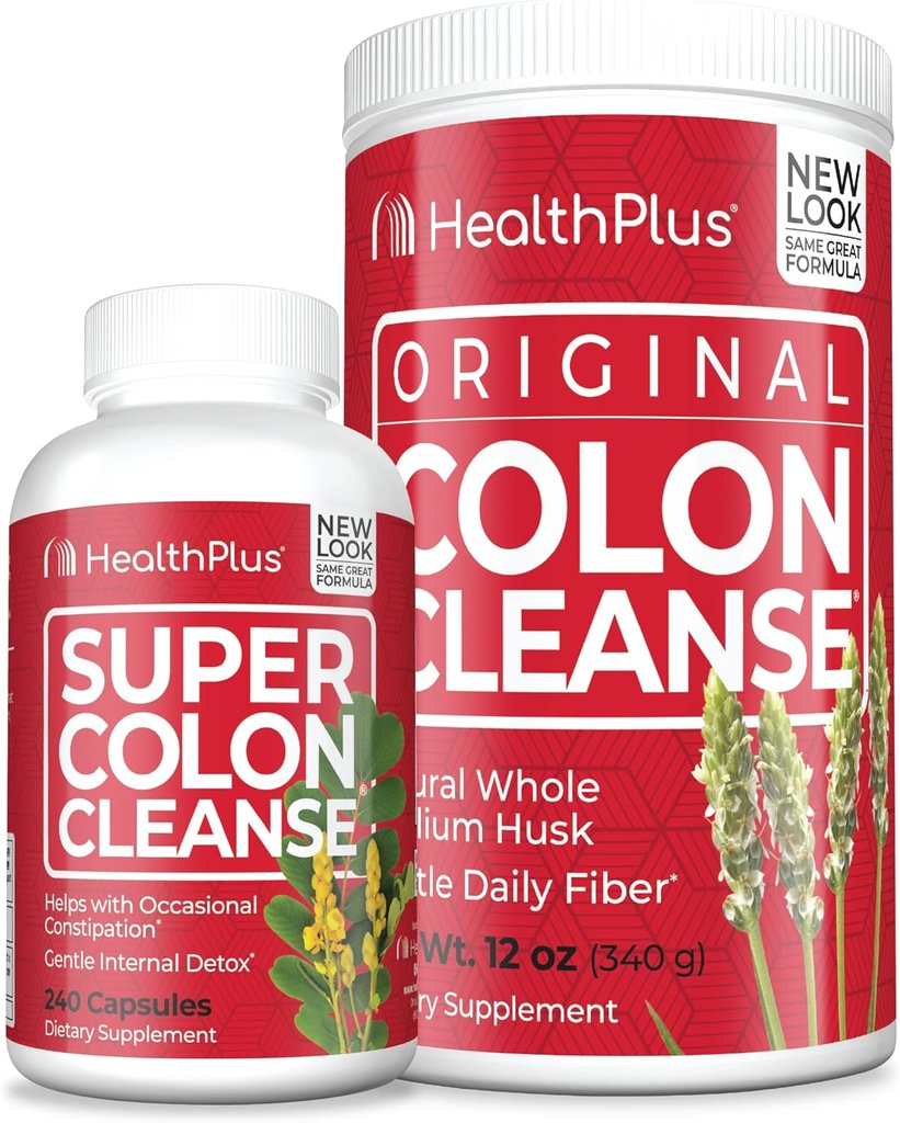 Health Plus Super Colon Cleanse (240 κάψουλες) & Cleanse Colon (12 ουγγιά / 48 εξυπηρετούν) Bundle