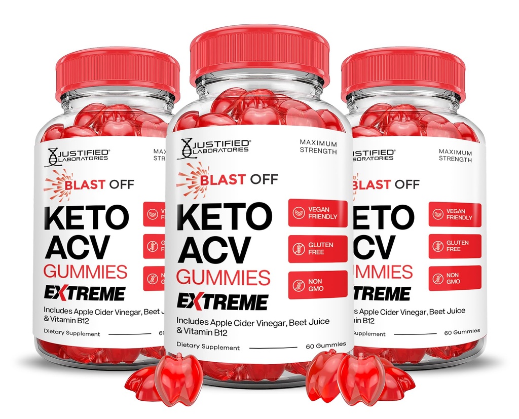 (3 Pack) Blast Off Keto ACV Gummies Extreme 2000MG Blast Keto Gummies Apple Cider Vinegar Formulated with Pomegranate Beet Juice Powder B12 Vegan Non GMO 180 Gummys