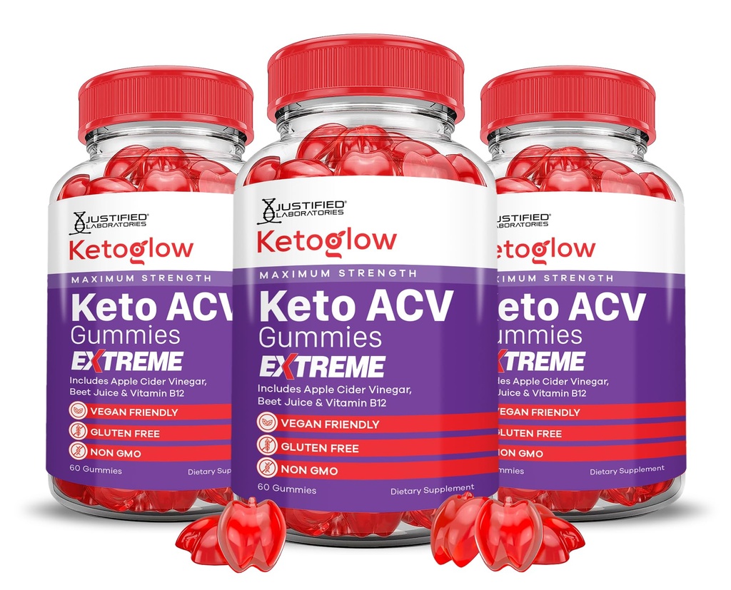 (3 Pack) Keto Glow Keto ACV Gummies Extreme 2000MG Ketoglow Keto Gummies Apple Cider Vinegar Formulated with Pomegranate Beet Juice Powder B12 Vegan Non GMO 180 Gummys