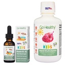 Go Healthy Kids Multivitamin Liquid (1 Bottle Raspberry) and Vitamin D3 K2 Drops (1 Bottle Vanilla) Vegan and Vegetarian, Gluten Free, Non-GMO Bundle