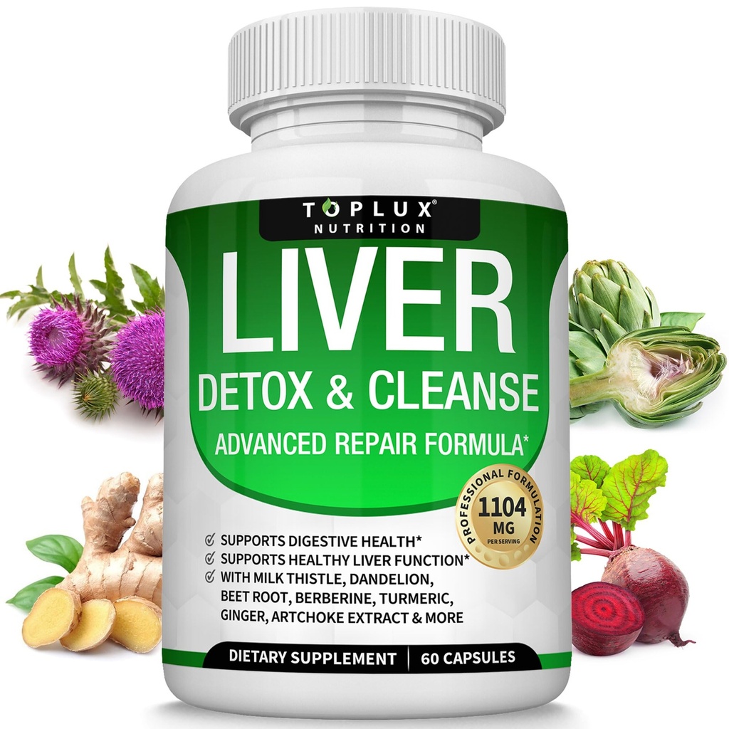 Liver Cleanse Detox & Repair Formula Συμπλήρωμα Detox ήπατος – Γαϊδουράγκαθο γάλακτος με δαντελίων, Artichoke, Turmeric, Beet Root, Turmeric & More για φυσικό γρήγορο καθαρισμό βοτάνων Non-gmo Vegan 60 κάψουλες