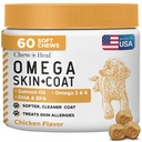 Salmon Oil for Dogs -60 Soft Chew Omega Treats Skin and Coat Supplement for Dogs -Fish Oil Blend of Fatty Acids, Omega 3 and 6, Vitamins, Antioxidants, Minerals -Made in USA