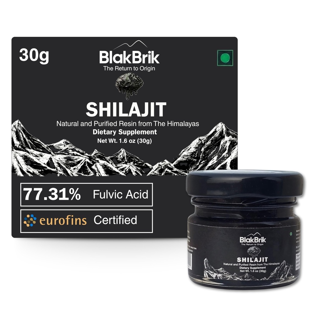 Pure Himalayan Shilajit Resin, High Potency - 77% Fulvic Acid, 80+ Trace Minerals, Supports Energy Boost & Immune Support, Lab Tested for Purity, Pack of 1, 60 Servings of 500 mg