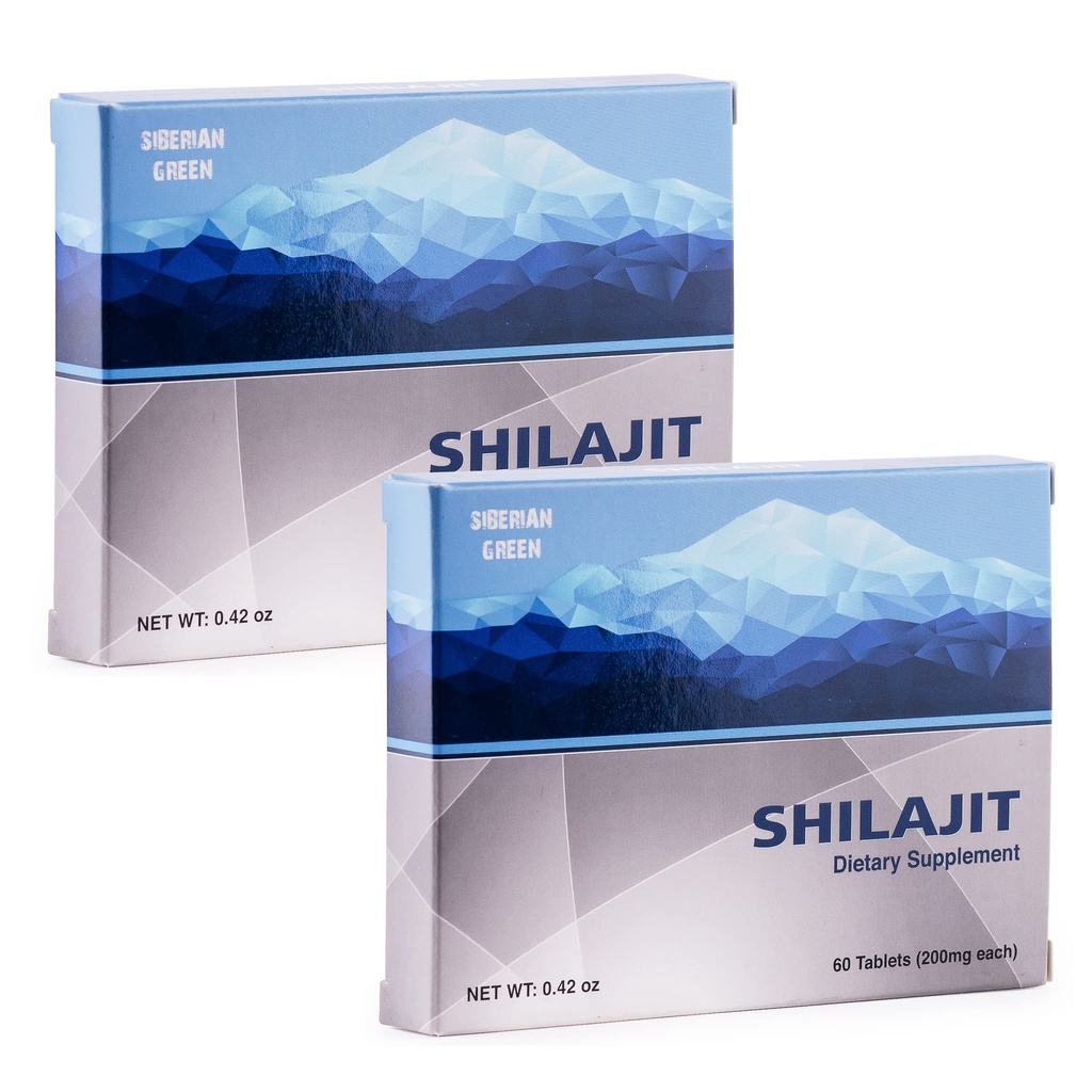 Natural Shilajit in Tablets, 2 Packs of 60 Tablets (Total 120 Tablets) Golden Shilajit label