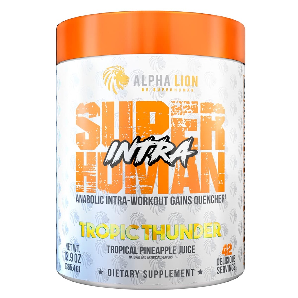 ALPHA LION Superhuman Intra Processing Powder for Men & Women, Amino Acids Drink, συμπλήρωμα αποκατάστασης μυών, BCAA Powder, Electrolytes & Hydration Mix (42 σέρβις, τροπική γεύση χυμό ανανά)