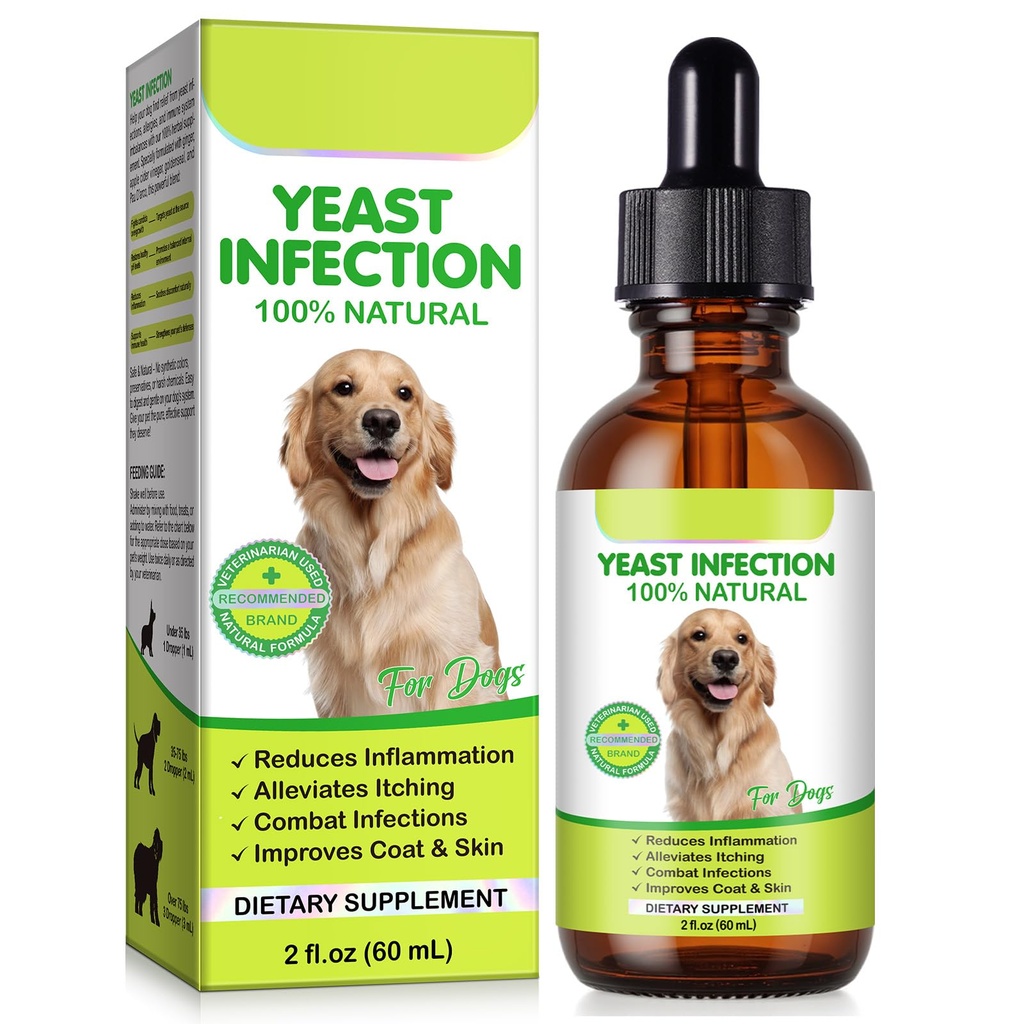 Yeast Infection Treatment for Dogs (2 fl oz), Natural Yeast Treatment for Dogs, Supports Healthy Itch Relief, Dog Allergy Relief, Alleviates Itching, Improves Coat & Skin, Dog Herbal Supplement