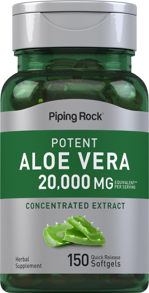 Piping Rock Aloe Vera Supplement | 150 Softgels | Concentrated Herbal Extract | Non-GMO and Gluten Free Formula