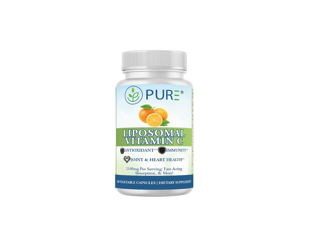 PURE Liposomal Vitamin C Κάψουλες, 2100mg, Ηλιόλουστη Λεκιθίνη, 180 κάψουλες, 60-Day Supply, Premium συμπλήρωμα ευεξίας