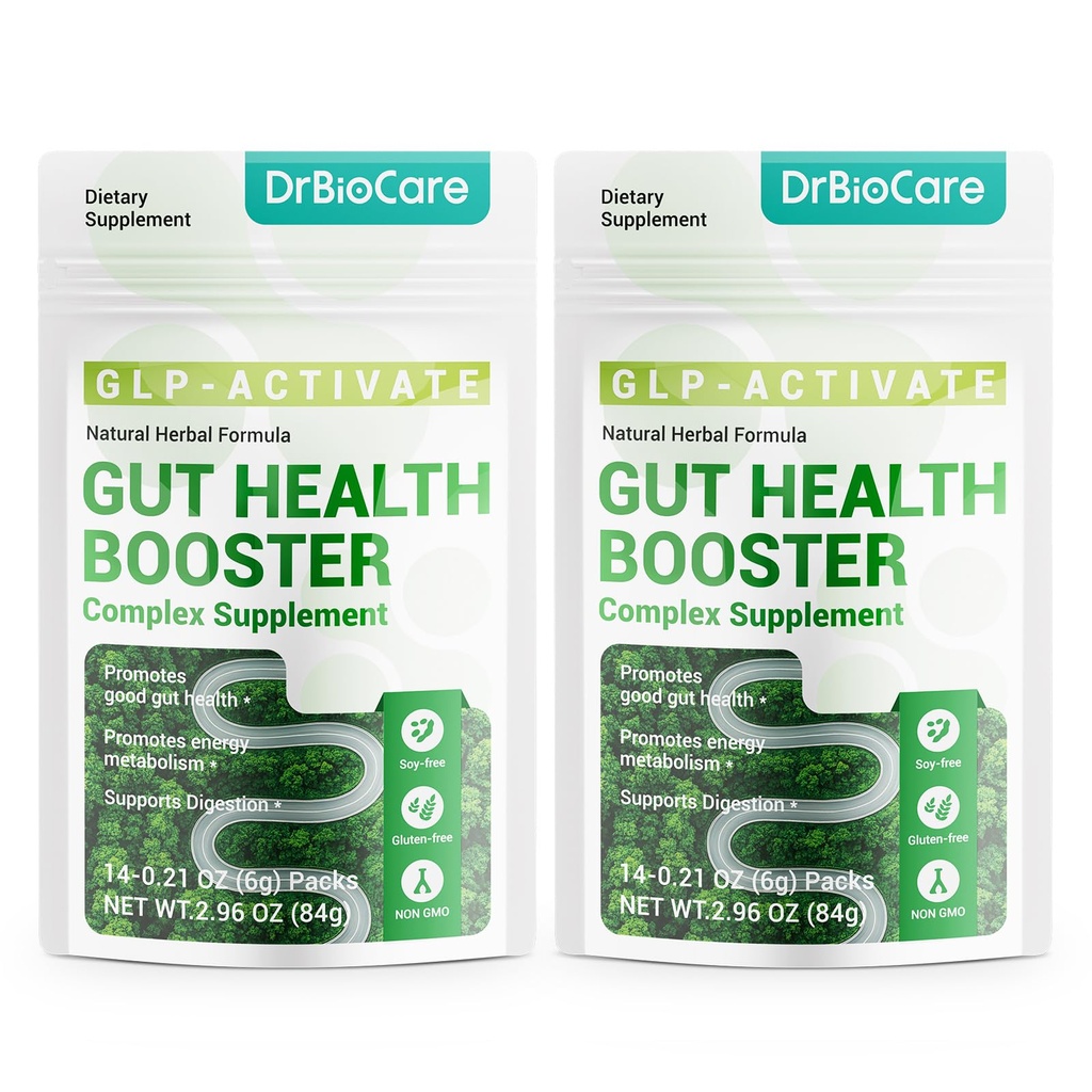 DrBioCare Gut Health Booster Complex Supplement, Moringa Oleifera Turmeric Extract, Enoki Powder, Akkermansia Muciniphila, AKK, Mulberry Leaf Extract, activating GLP-1, Non-GMO, 28 Pack
