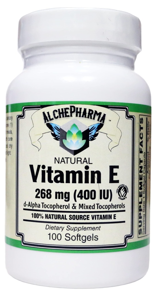 Vitamin E 268 mg (400 IU) 100% Natural Mixed Tocopherols D-Alpha Form (100 Softgels)