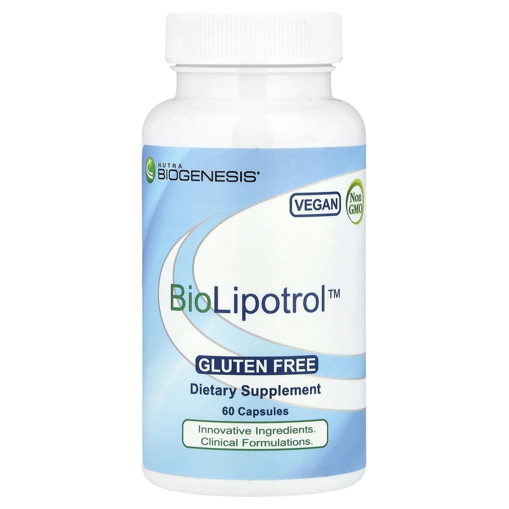 Nutra Biogenesis BioLipotrol - Red Yeast Rice CoQ10 Supplement for Cellular Energy Support, Coenzyme Q-10 & Niacin - 60 Capsules