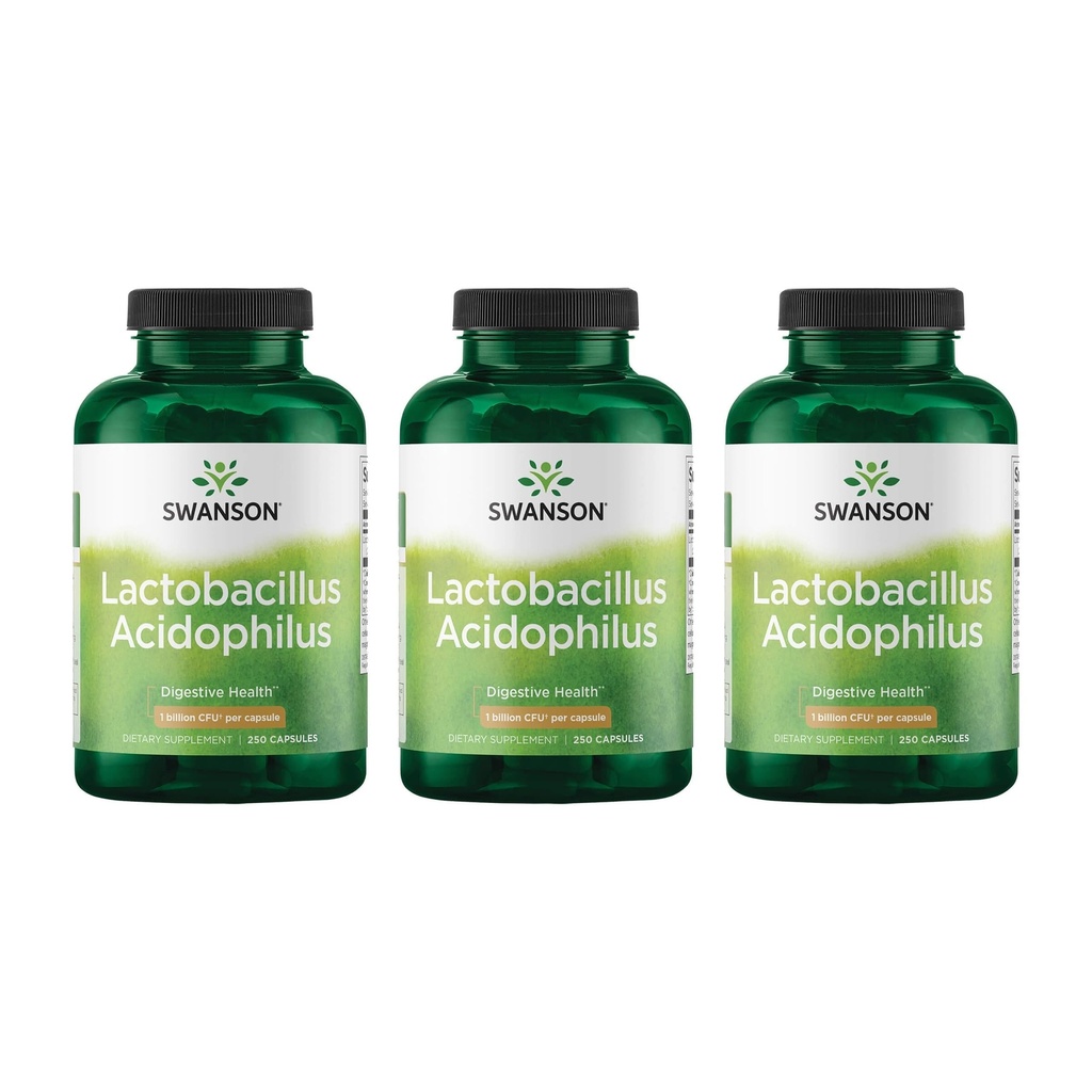 Swanson Lactobacillus Acidophilus - Προβιοτικό συμπλήρωμα που υποστηρίζει την Digestive υγεία με 1 δις CFU ανά κάψουλα - προωθεί την υγεία του Bowel και GI Tract - (250 κάψουλες) 3 Συσκευασία