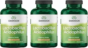 Swanson Lactobacillus Acidophilus - Προβιοτικό συμπλήρωμα που υποστηρίζει την Digestive υγεία με 1 δις CFU ανά κάψουλα - προωθεί την υγεία του Bowel και GI Tract - (250 κάψουλες) 3 Συσκευασία