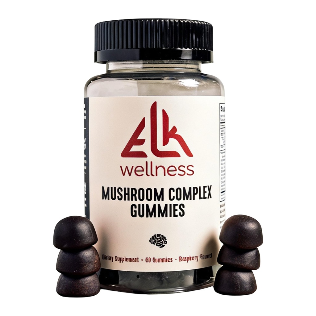 Mushroom Complex Gummies 10-in-1 Blend - Lion’s Mane Cordyceps Reishi Nootropic for Brain Focus Memory & Mental Clarity - Cognitive Support Supplement - Raspberry Flavor - 60 Count
