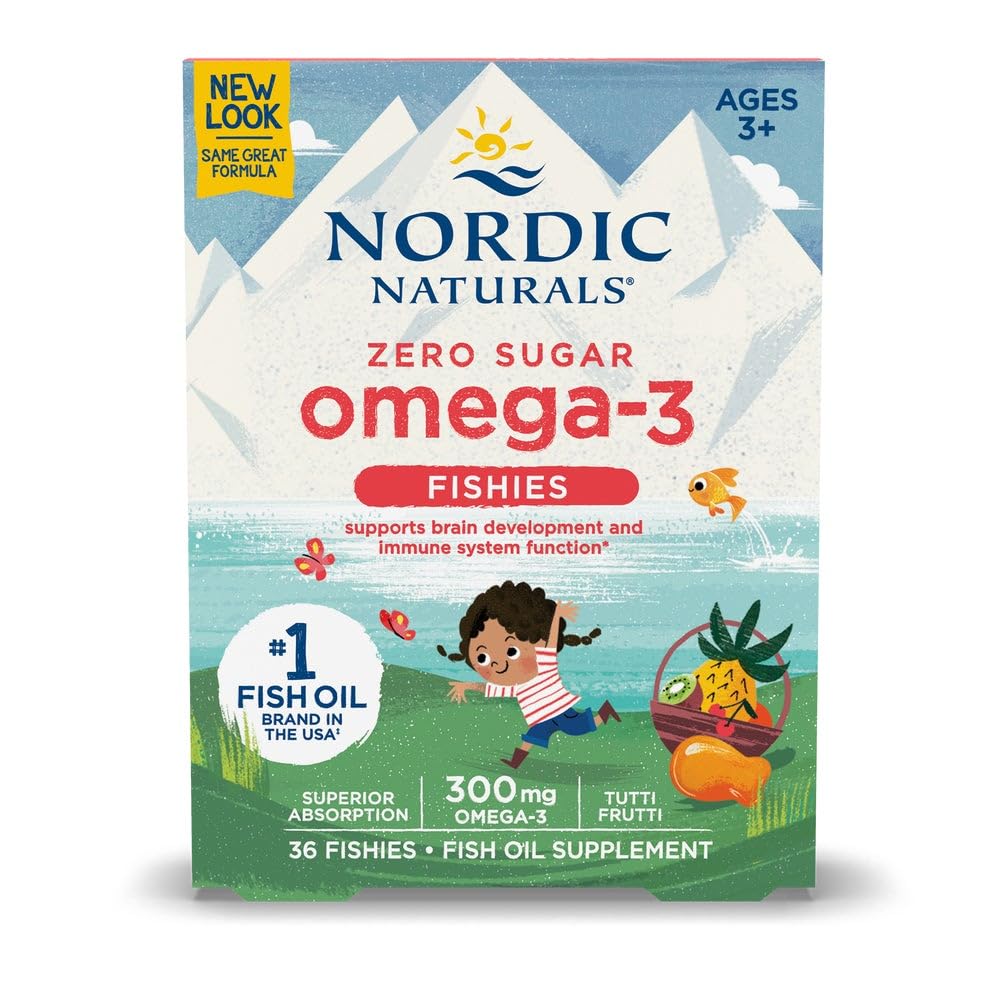 Nordic Naturals Nordic Omega-3 Fishies, Tutti Frutti - 36 Fishies - 300 mg Σύνολο Omega-3s με EPA & DHA - Υγιεινός εγκέφαλος, Mood, Vision & ανοσοποιητικό σύστημα - Μη ΓΤΟ - 36 Υπηρεσίες