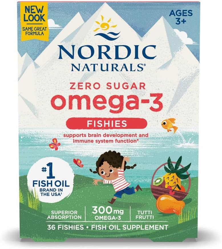 Nordic Naturals Nordic Omega-3 Fishies, Tutti Frutti - 36 Fishies - 300 mg Σύνολο Omega-3s με EPA & DHA - Υγιεινός εγκέφαλος, Mood, Vision & ανοσοποιητικό σύστημα - Μη ΓΤΟ - 36 Υπηρεσίες