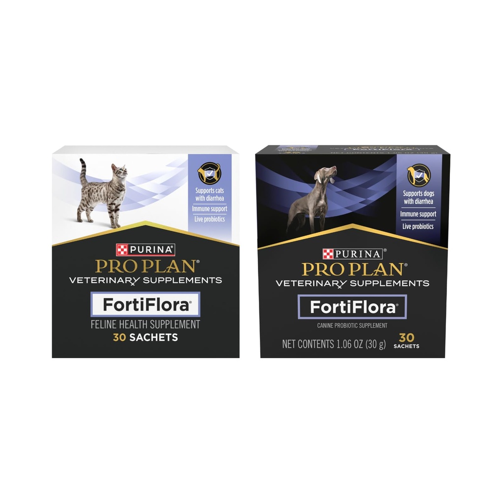 Purina Pro Plan Veterinary Supplements, Fortiflora Dog & Cat Probiotic Supplements, 30 CT Each (Pack of 2)