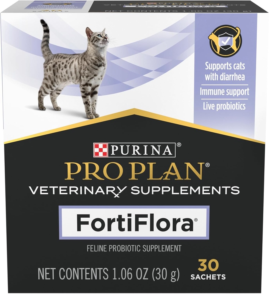 Purina Pro Plan Veterinary Supplements FortiFlora Cat Probiotic Supplement, Feline Nutritional Supplement 30 ct. (1 Box)