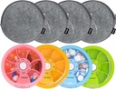 INVODA Weekly Pill Organizer 7 Διαμέρισμα Περιστρεφόμενο Χάπια Κουτί για Καθημερινή Φάρμακα & Βιταμίνες - Portable Travel Pill Υπόθεση Fish Oil Συμπληρώματα Βιταμίνες Organizer (4 Pill Box+ 4 Bag)