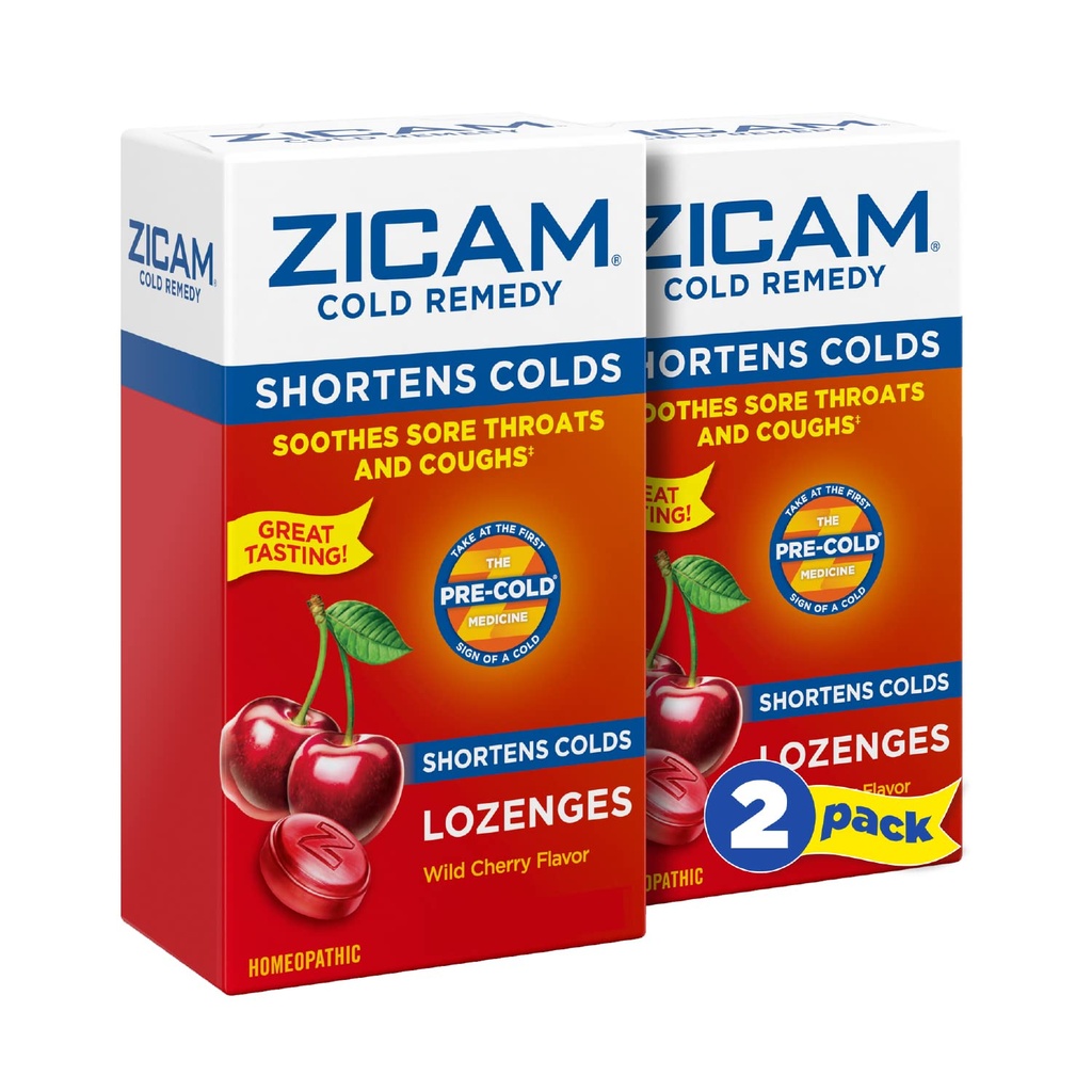 Zicam Cold Remedy Zinc Lozenges, Wild Cherry Flavor, 25 Count (Pack of 2)
